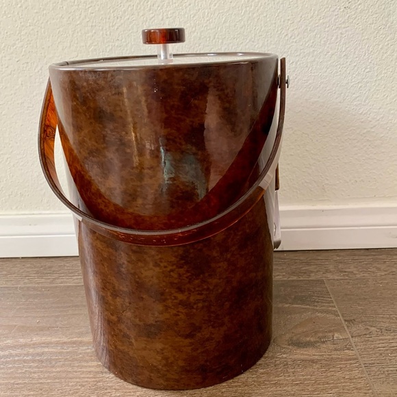 Vintage Mid Century Modern Bar Georges Briard Tortoise Shell Vinyl Ice Bucket - Picture 11 of 14
